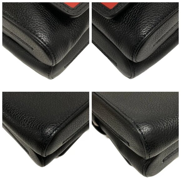 CHRISTIAN LOUBOUTIN Benesch Reporter  Black Red Leather Shoulder Bag 557-082225 - Picture 6 of 14